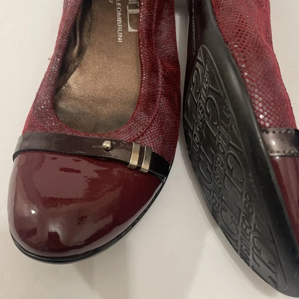 AGL Ladies Burgundy Leather Flats size USA 7 made in Italy - Picture 12 of 15
